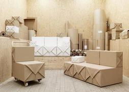 Un salón hecho con cajas de cartón. / IDEAL/