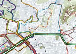 Parte del mapa de la red del transporte público en el distrito del Albaicín. /IDEAL/