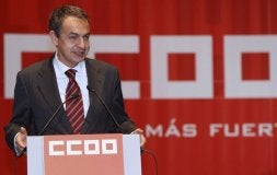 José Luis Rodríguez Zapatero, ayer, en el congreso de Comisiones Obreras. / EFE/