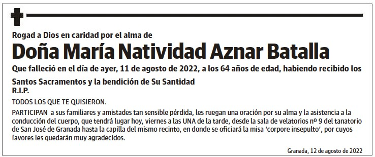 Doña María Natividad Aznar Batalla