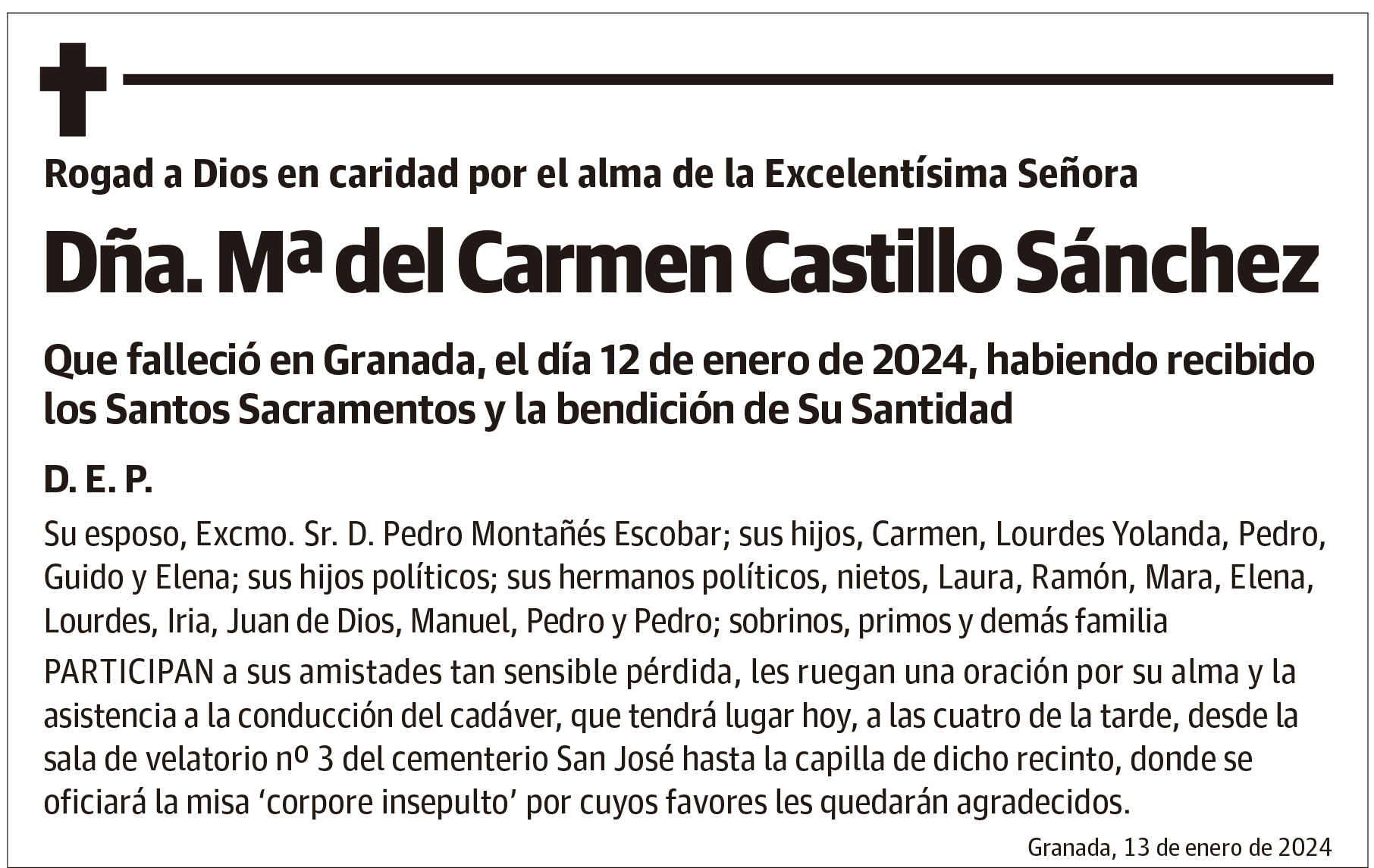 Dña. Mª del Carmen Castillo Sánchez
