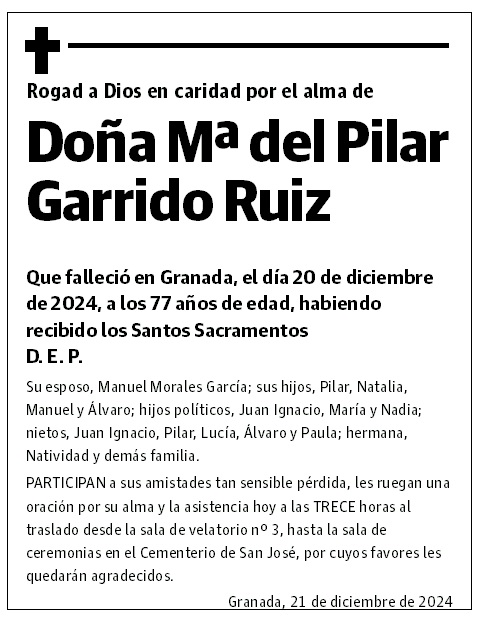 Doña Mª del Pilar Garrido Ruiz