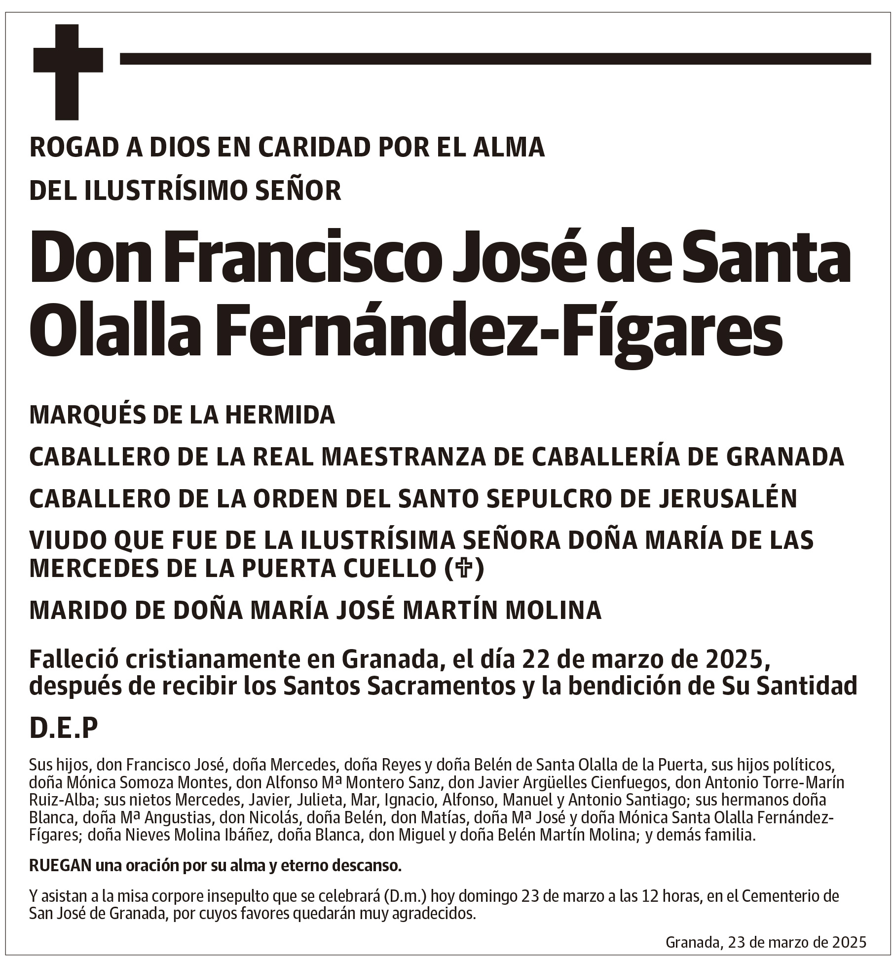 Don Francisco José de Santa Olalla Fernández-Fígares