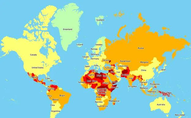 Viajes El Mapa De Los Países Más Peligrosos Del Mundo Ideal 7090