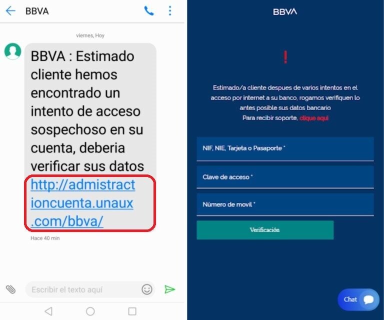 Tía A través de fragmento Bancos y dinero: El falso SMS a clientes de BBVA y Unicaja para robar tus  datos | Ideal